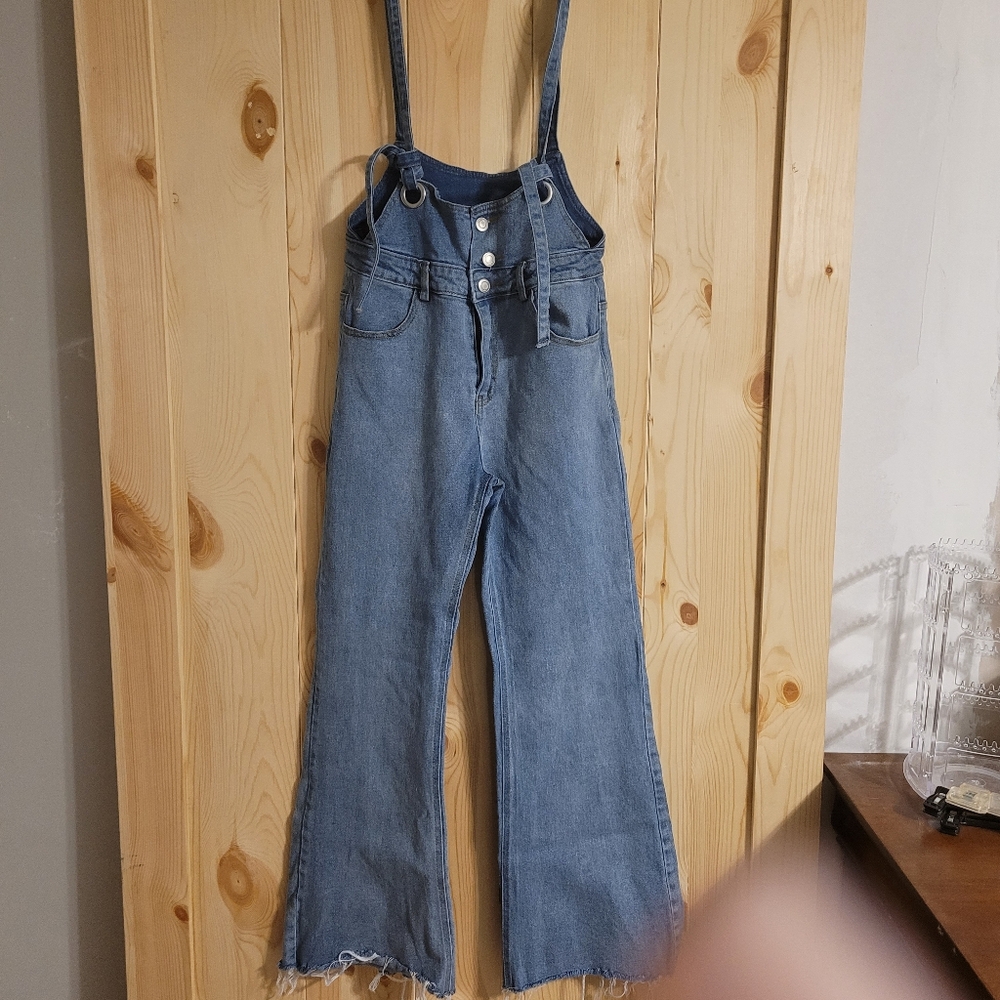 Etophe Studios Denim Jean Overalls Wide Leg Medium